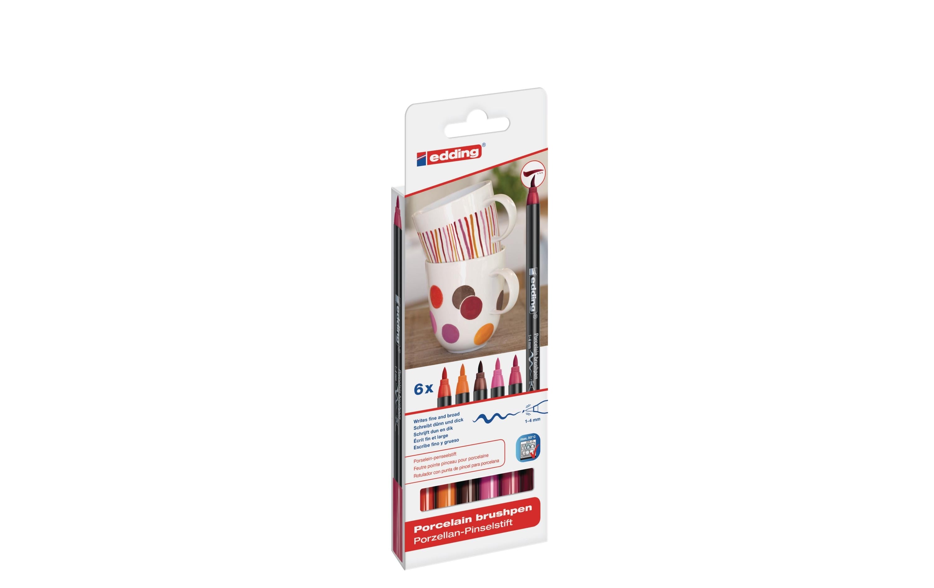 Edding Porzellanmarker 4200 warm 6er-Set 1-4mm, 6 warme Farben
