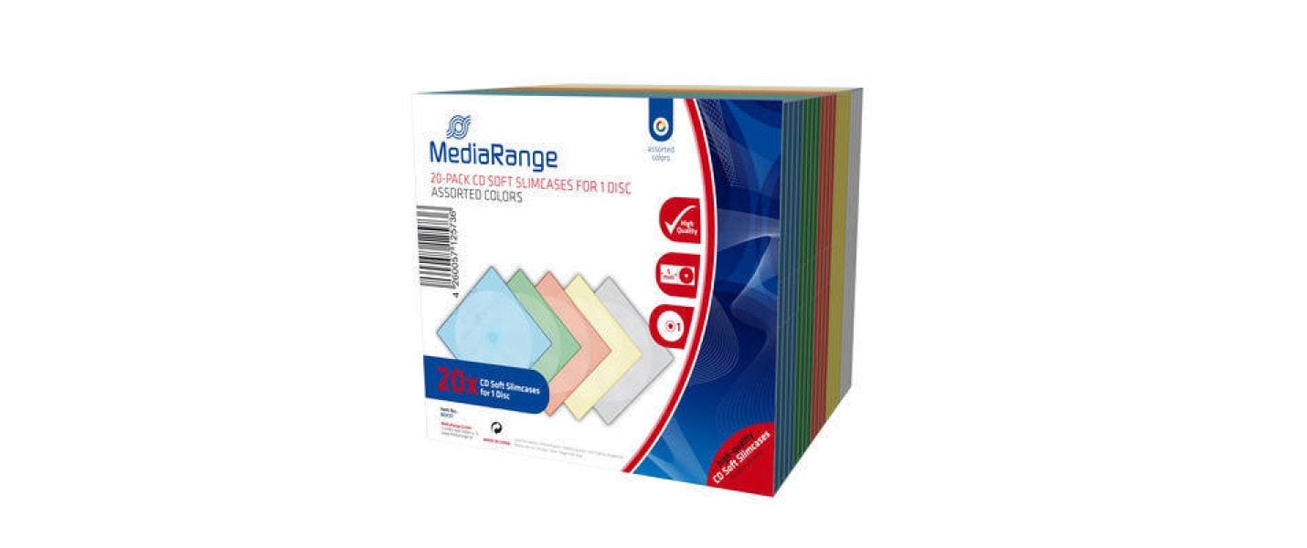 CD / DVD Retail Pack 20er Slimcase Color 4x blau, gelb, weiss, orange und rosa