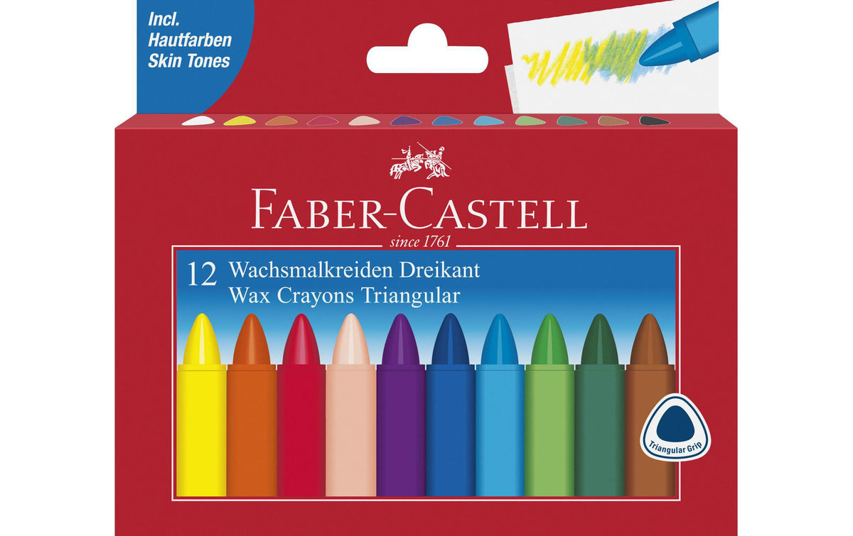 Faber-Castell Dreikant-Wachsmalkreide 12er Kartonetui