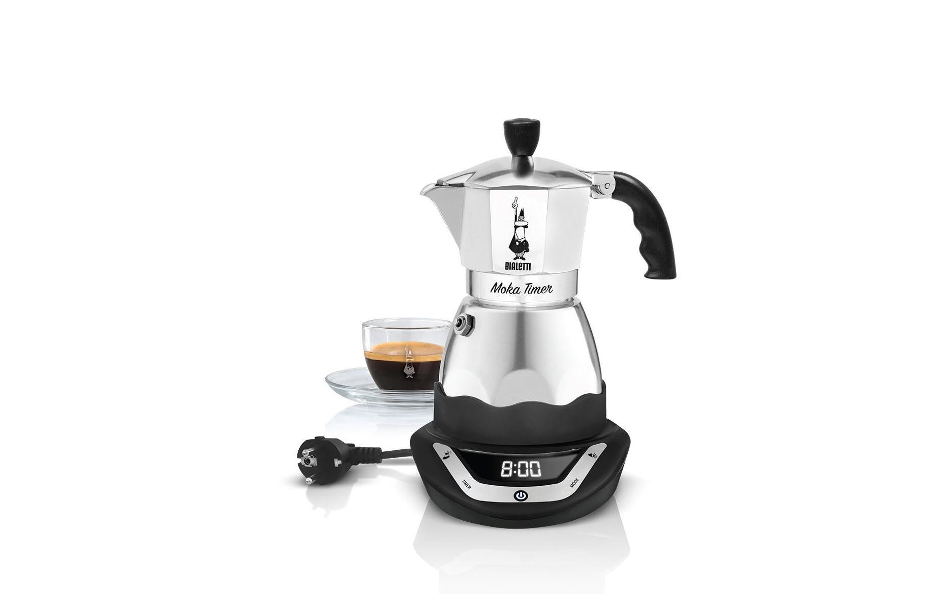 Bialetti Moka Timer 6 Tassen Kaffeemaschine für 6 Tassen, silber