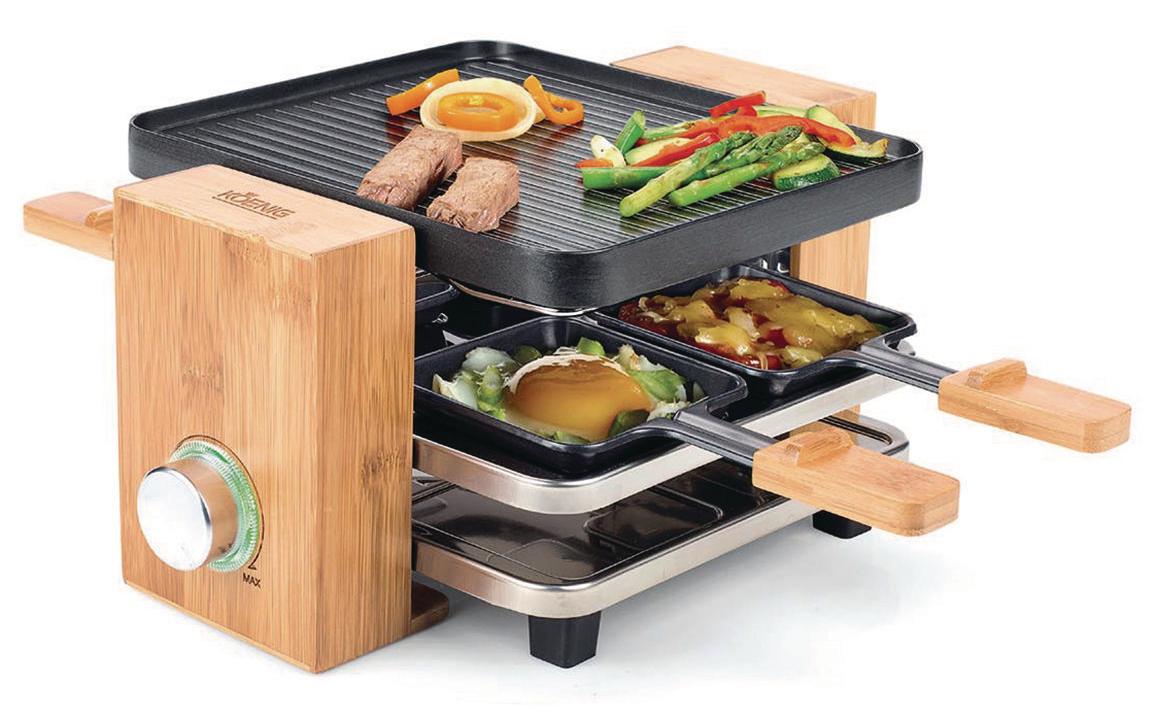 Koenig Raclette-Grill Bamboo 4er 700 Watt