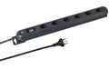 STEFFEN STEBA LINEA Steckerleiste 6xT13 Steckdosen quer, schwarz, 3m Kabel, Magnet