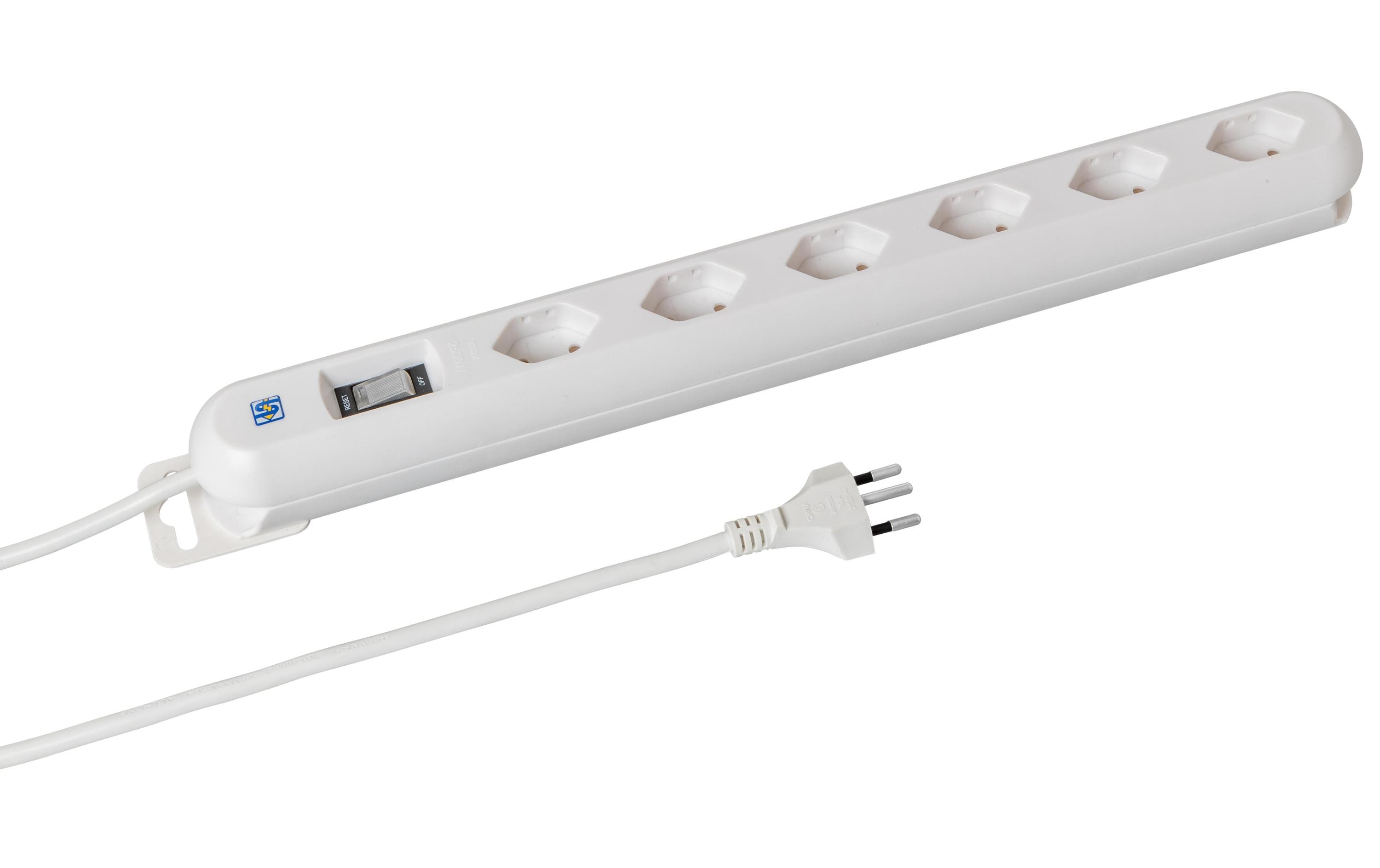 STEFFEN STEBA LINEA Steckerleiste 6xT13 Steckdosen quer, weiss, 3m Kabel, Magnet