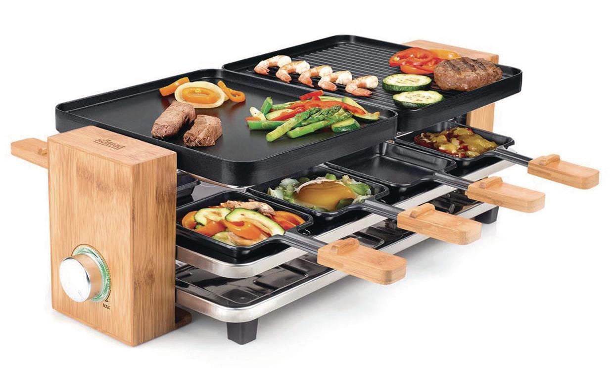 Koenig Raclette-Grill Bamboo 8er 1200 Watt