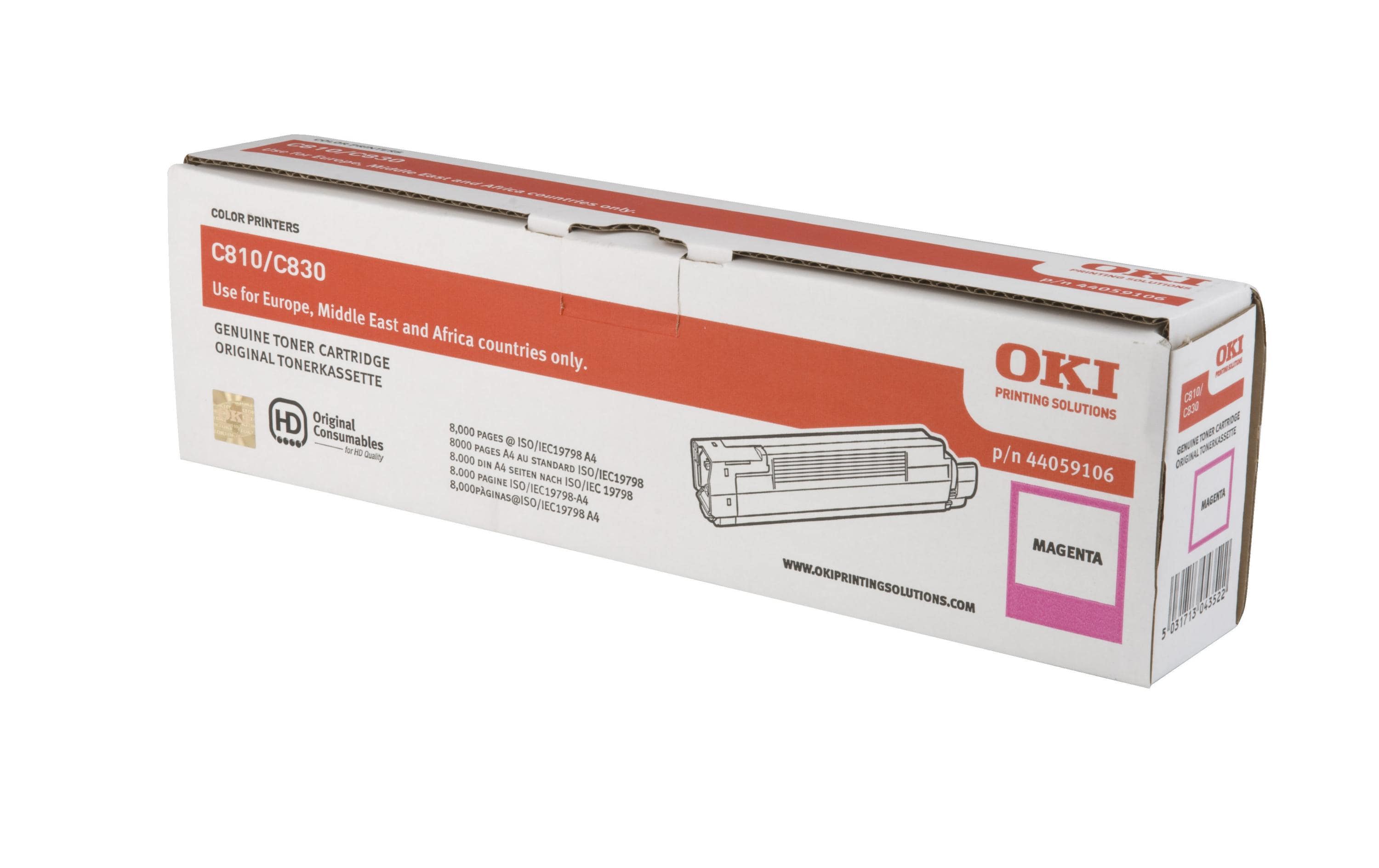 Toner magenta zu OKI C810/830 8000 Seiten @5% Deckung, 44059106
