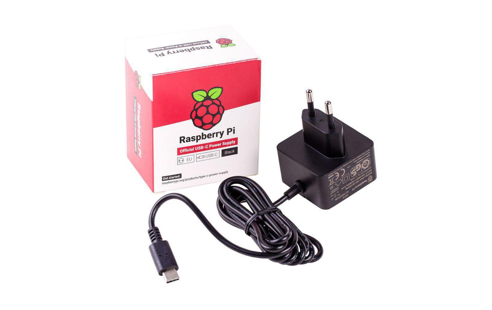 Raspberry Pi 4 Netzteil 5.1Volt, 3 Ampere mit USB-C, schwarz