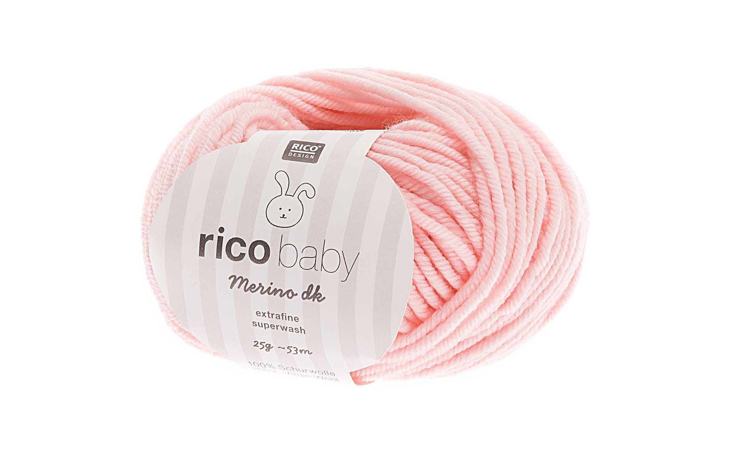 RICO Baby merino dk, rosa 53 m , 25 g, 100 % WO