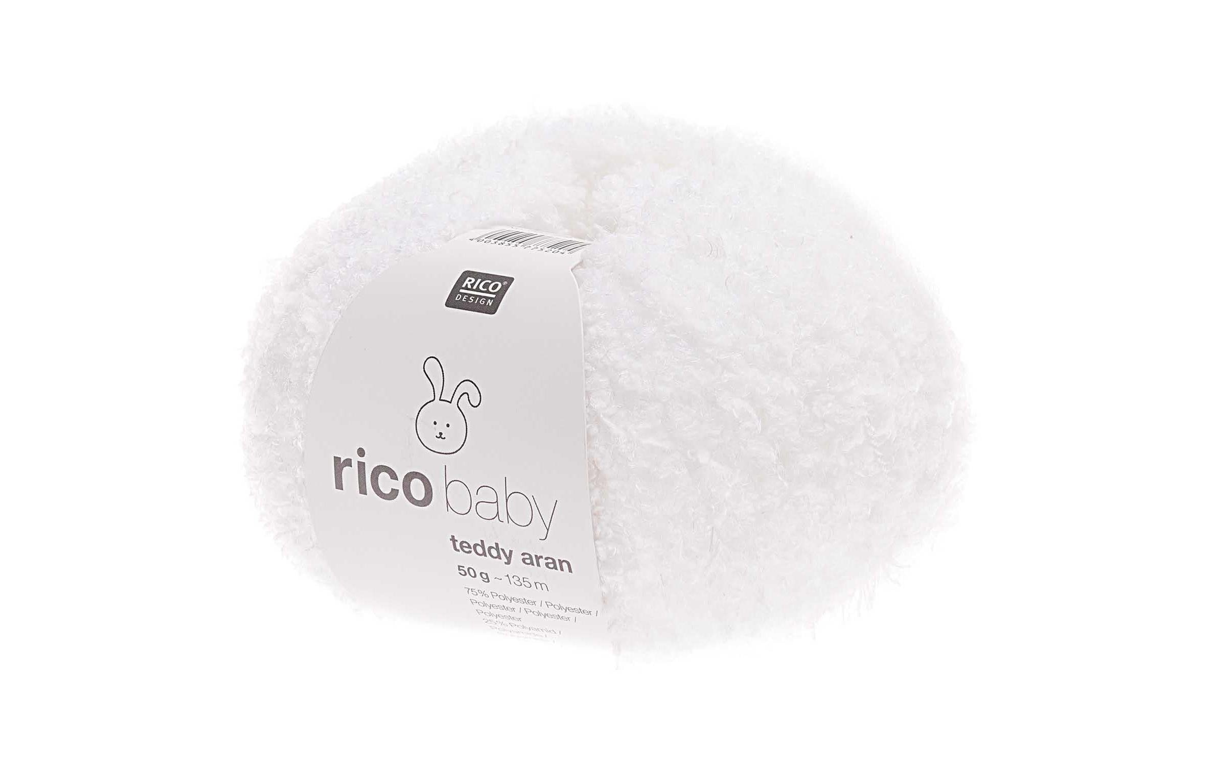 RICO Baby Teddy Aran, weiss 50 g, 145 m, 75 % PES, 25 % PA