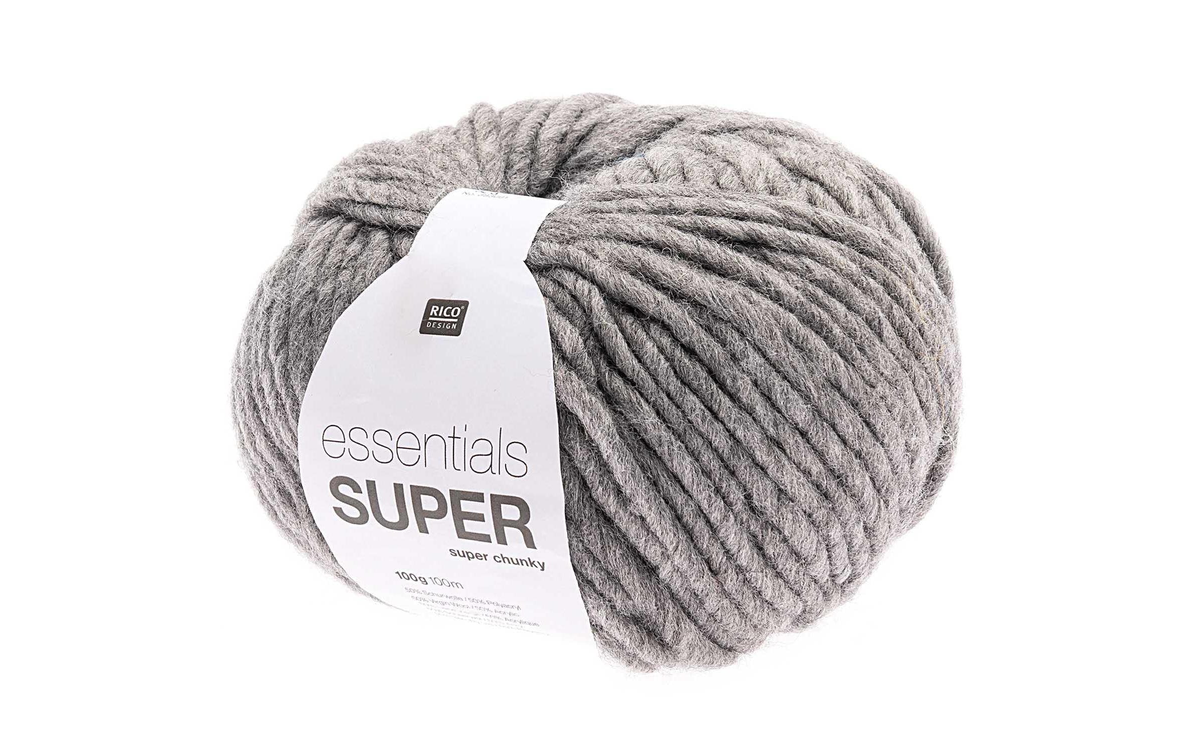 RICO Essentials Super Super Chunky, grau 100 g, 50 % WO, 50 % PAN, 90m