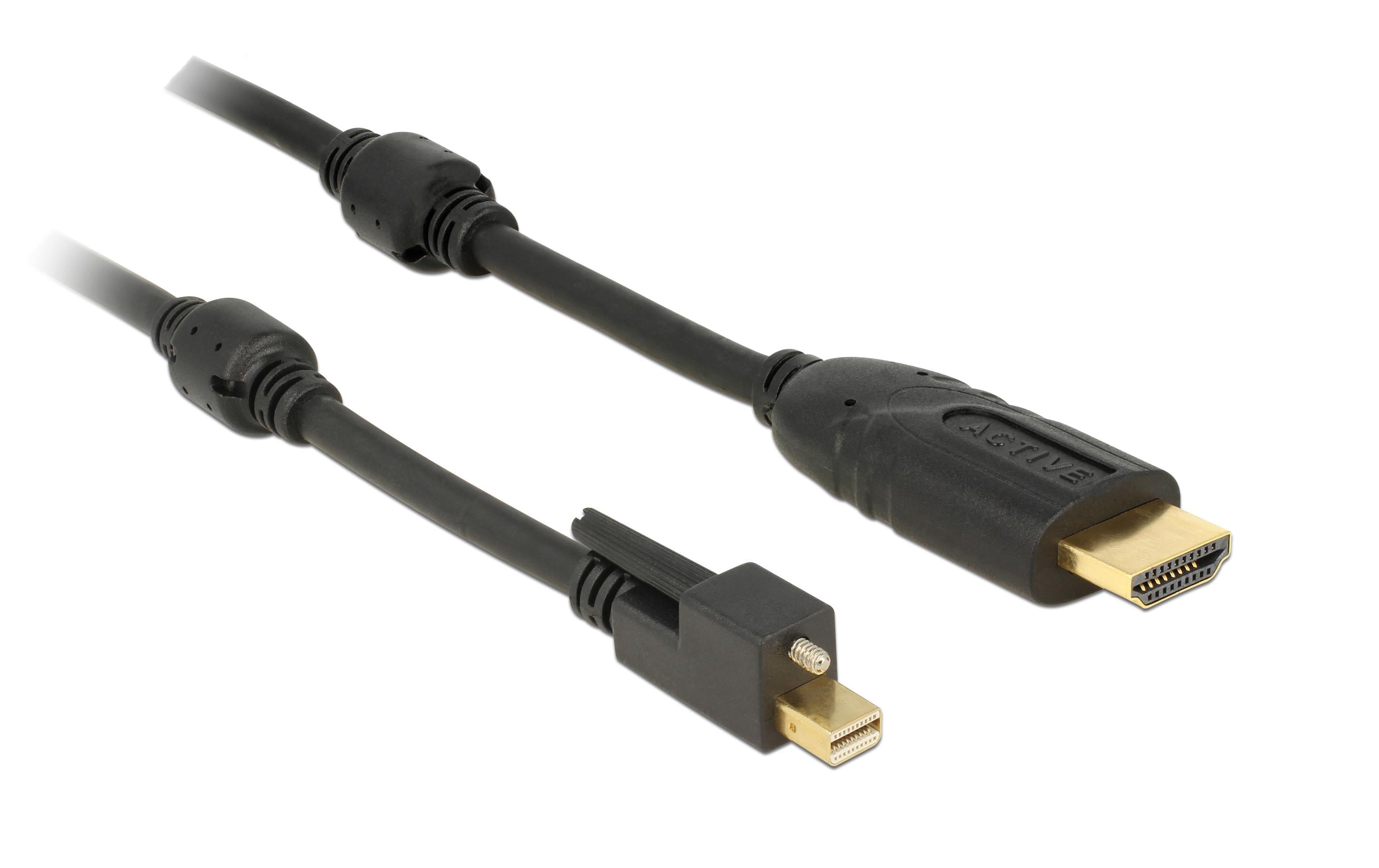 Delock MiniDisplayPort - HDMI, aktiv,4K, 2m Schwarz, Mini-DP mit Schraube