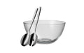 WMF Salatschüssel Set 3-teilig klein 1 Glasschale 23.5cm, 1 Salatbesteck 25cm