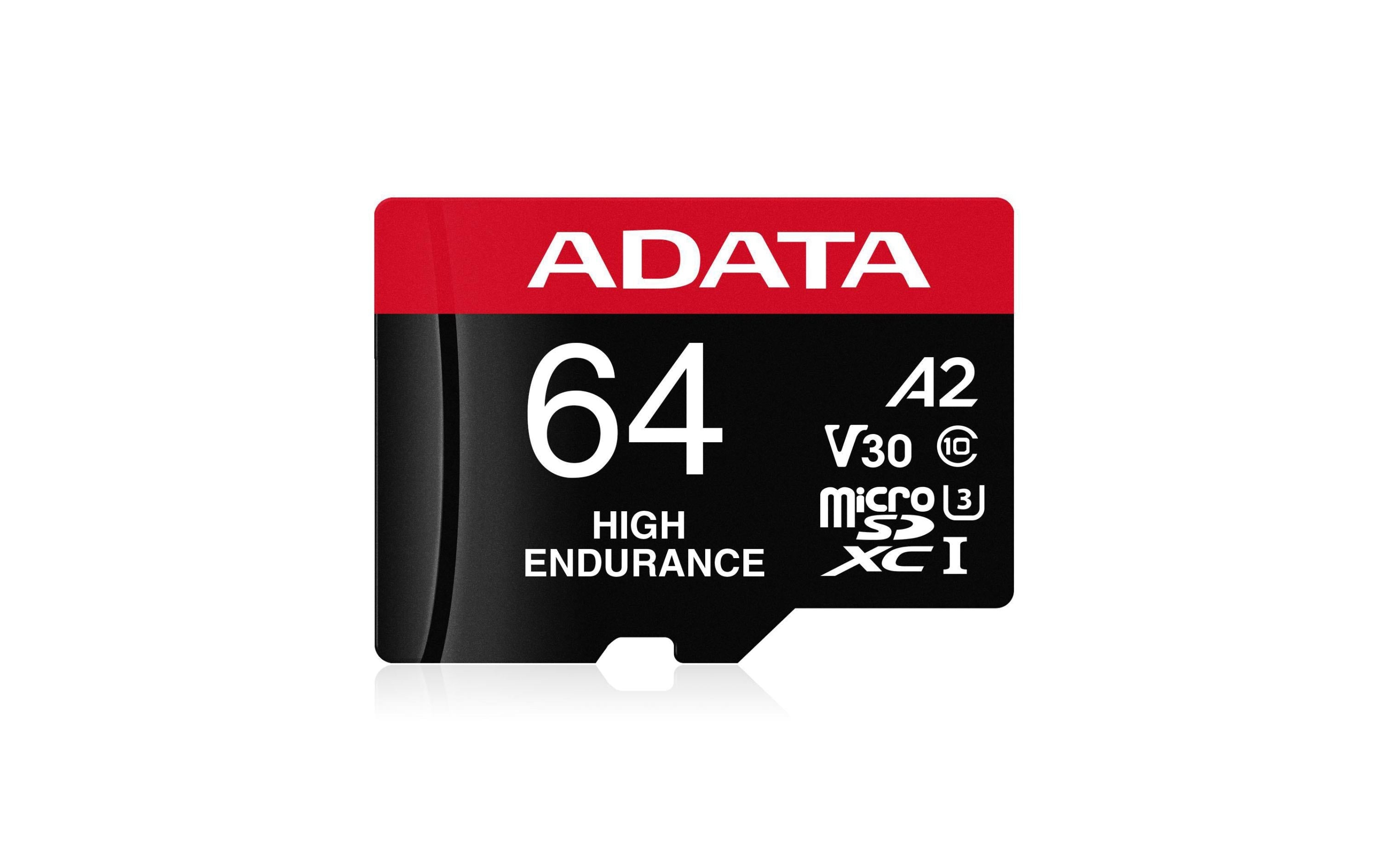 ADATA SDXC Card 64GB A2, High Endurance bis zu 10.000 Stunden Video, -25 bis 85 °C