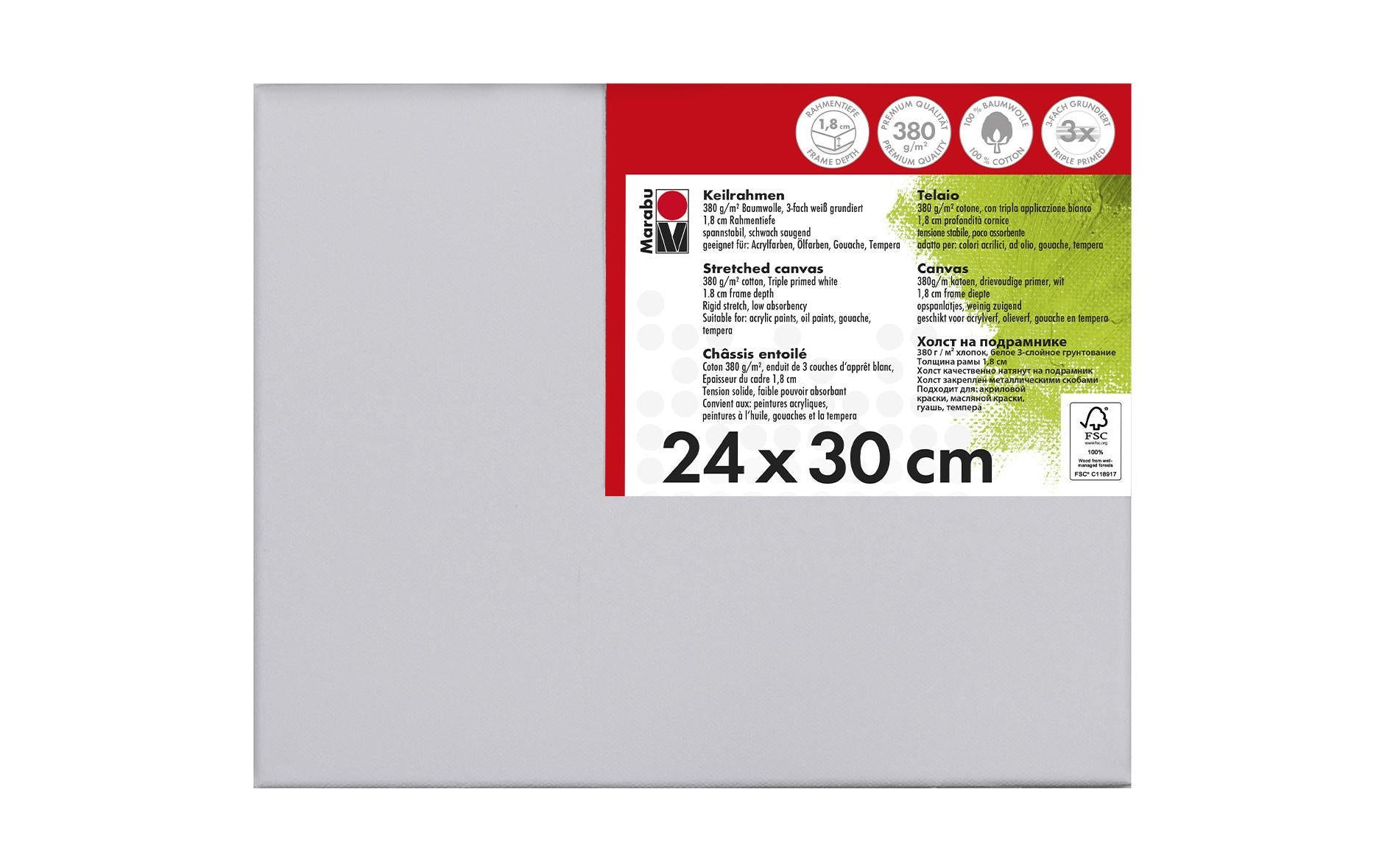 Marabu Keilrahmen 24 x 30 cm 380g/m2, Baumwolle bespannt