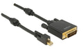 Delock Mini-DP - DVI-D, aktiv, 4K, 1m Schwarz, Mini-DP mit Schraube