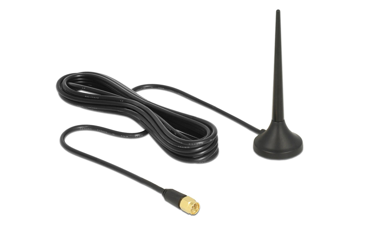 Delock LTE & LoRa Antenne,3dBi, Magnetfuss SMA Anschluss für 0.8 bis 2.4Ghz, 2m Kabel