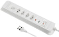 Steckdosenleiste Plus 5xT13 1xQuer 1.5m Kabel, weiss, mit ÜS