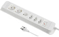 Steckdosenleiste Plus 5xT13 1xQuer 2x Schuko, 1.5m Kabel, weiss