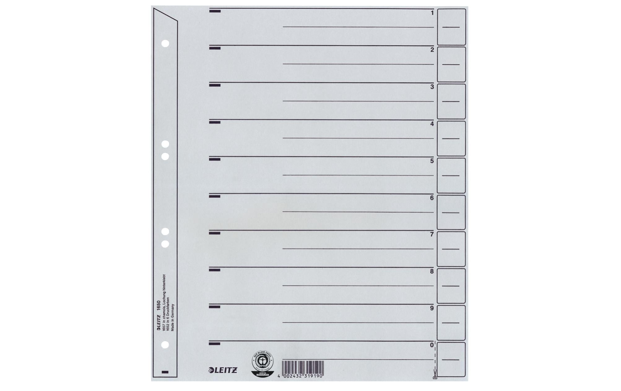 Leitz  Trennblatt A4 grau, 100 Stk.