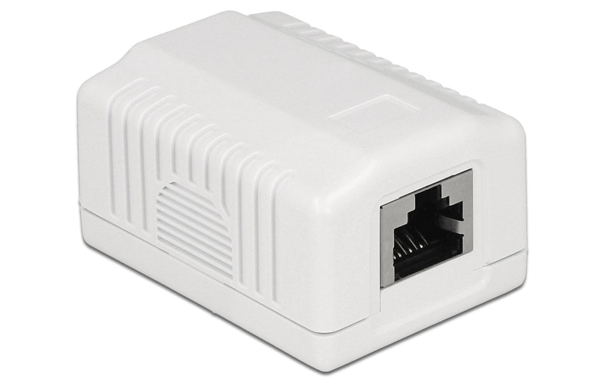Delock RJ-45 Cat.6A Gehäuse: 1 Port Weiss, LSA Anschluss für Installationskabel