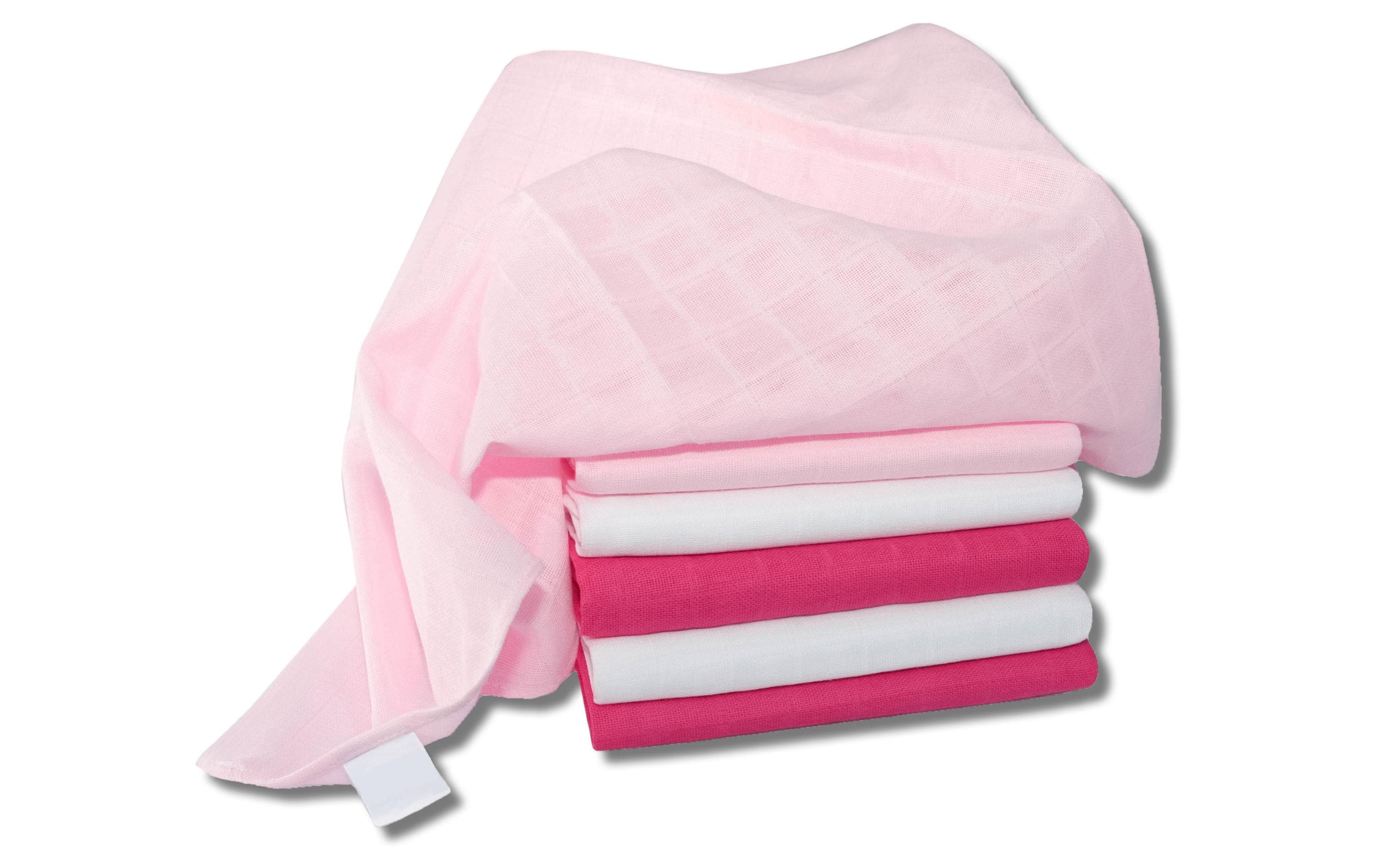 Makian Mulltücher 70x70cm 6er Pack, Rosa & Weiss uni