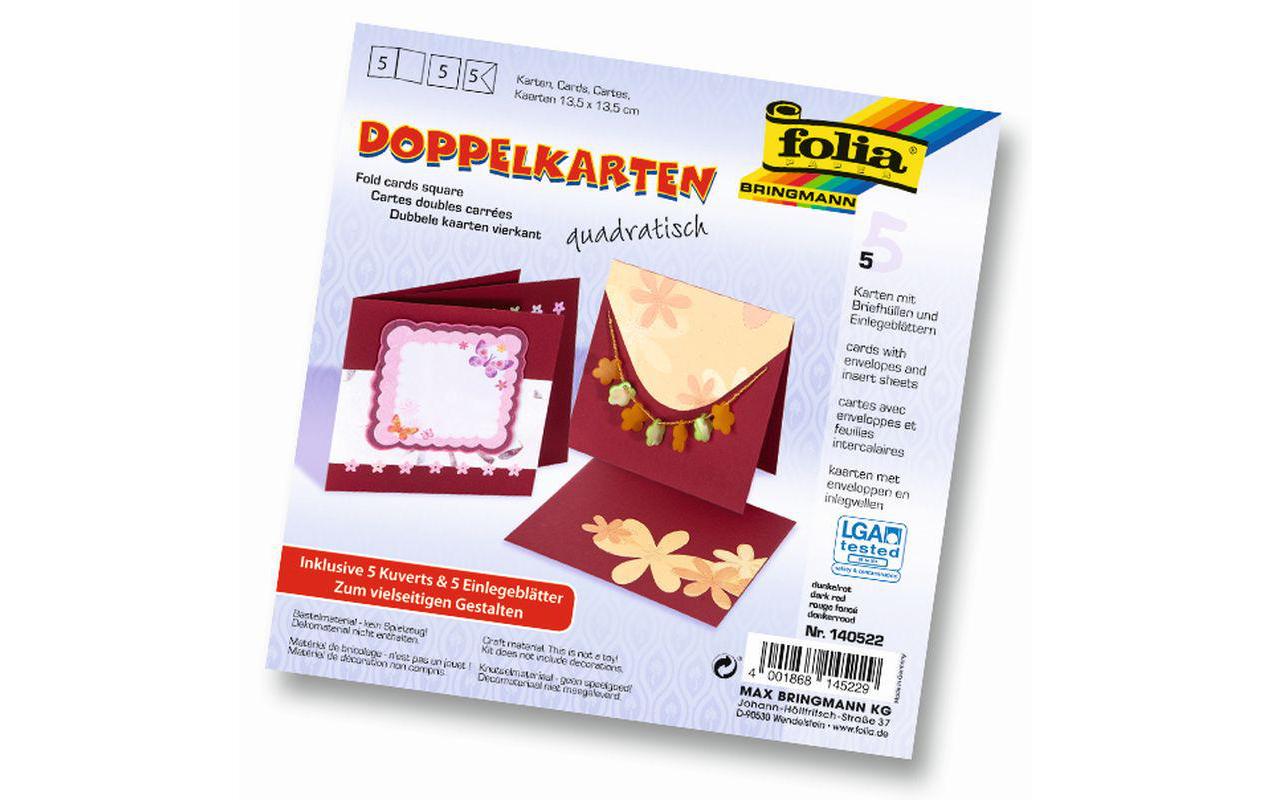 Folia Doppelkarten quadratisch 220 g/m2 5 Stück, 13.5 x 13.5 cm, dunkelrot
