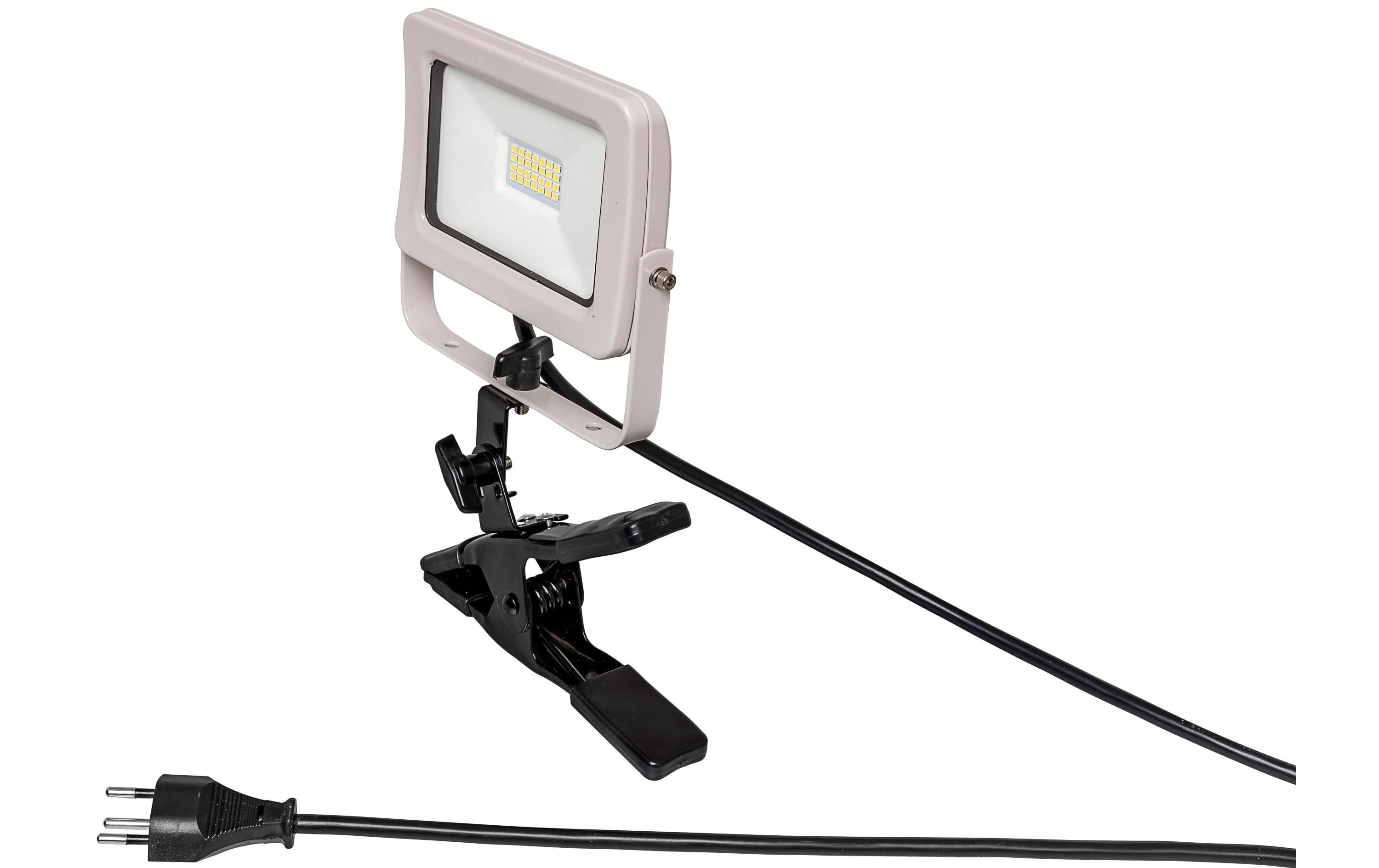 STEFFEN LED Strahler Worklight 10W 1000lm 6500K, IP65, hellgrau, mit Klammer