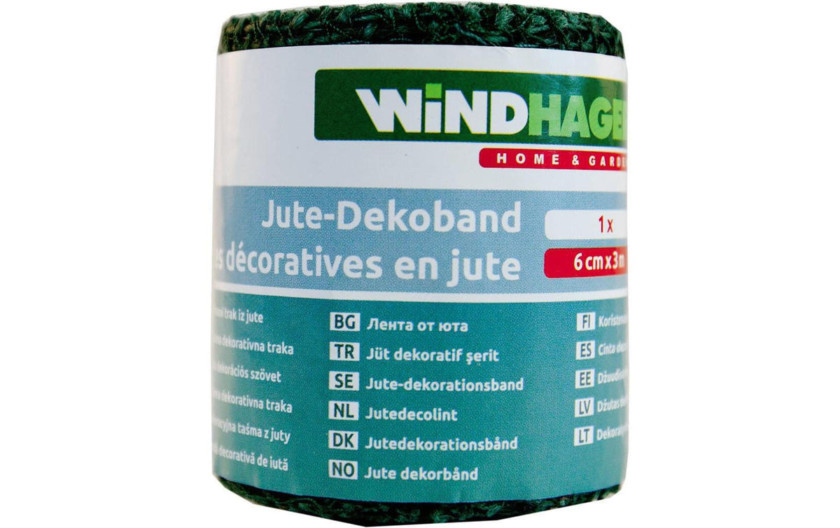 Windhager Jute-Deko-Band 6cmx300m grün