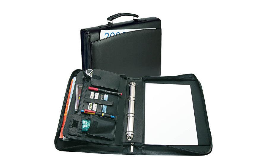 Wedo Organizer Kunstleder schwarz mit Tragegriff, 4-Ring-Mechanik