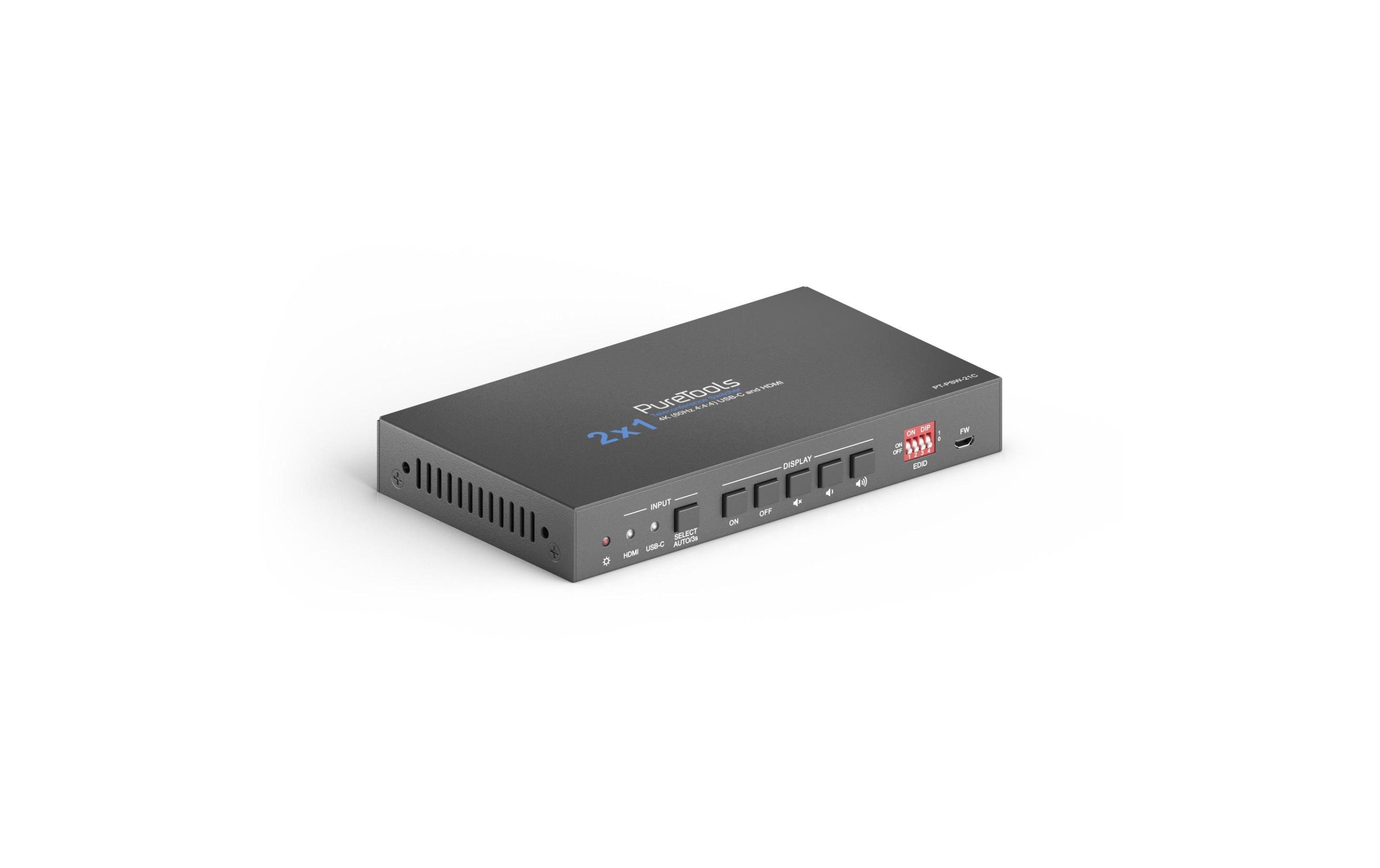 PureTools PT-PSW-21C Pres. Switch 2x1, HDMI/USB-C >HDMI, 4K