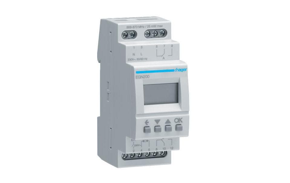Hager Digital Multifunktions-Schaltuhr 2 Kanal, 16A, 230V, bluetooth