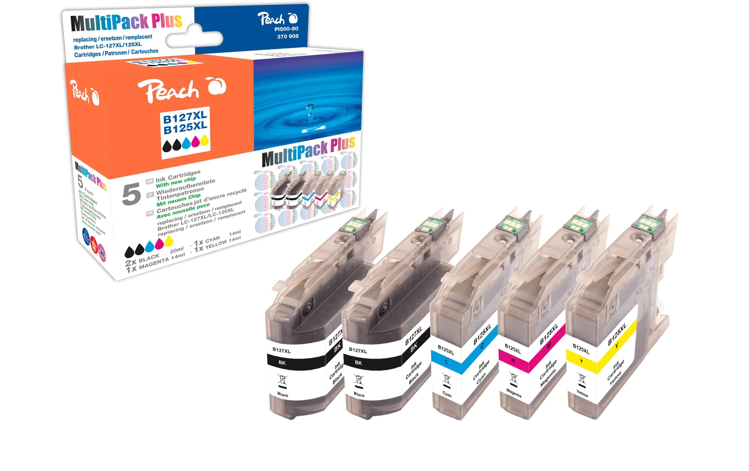 Peach Tinte Brother LC-127XLCombi Pack + 2x bk 20ml, je 1x c, m, y 14ml