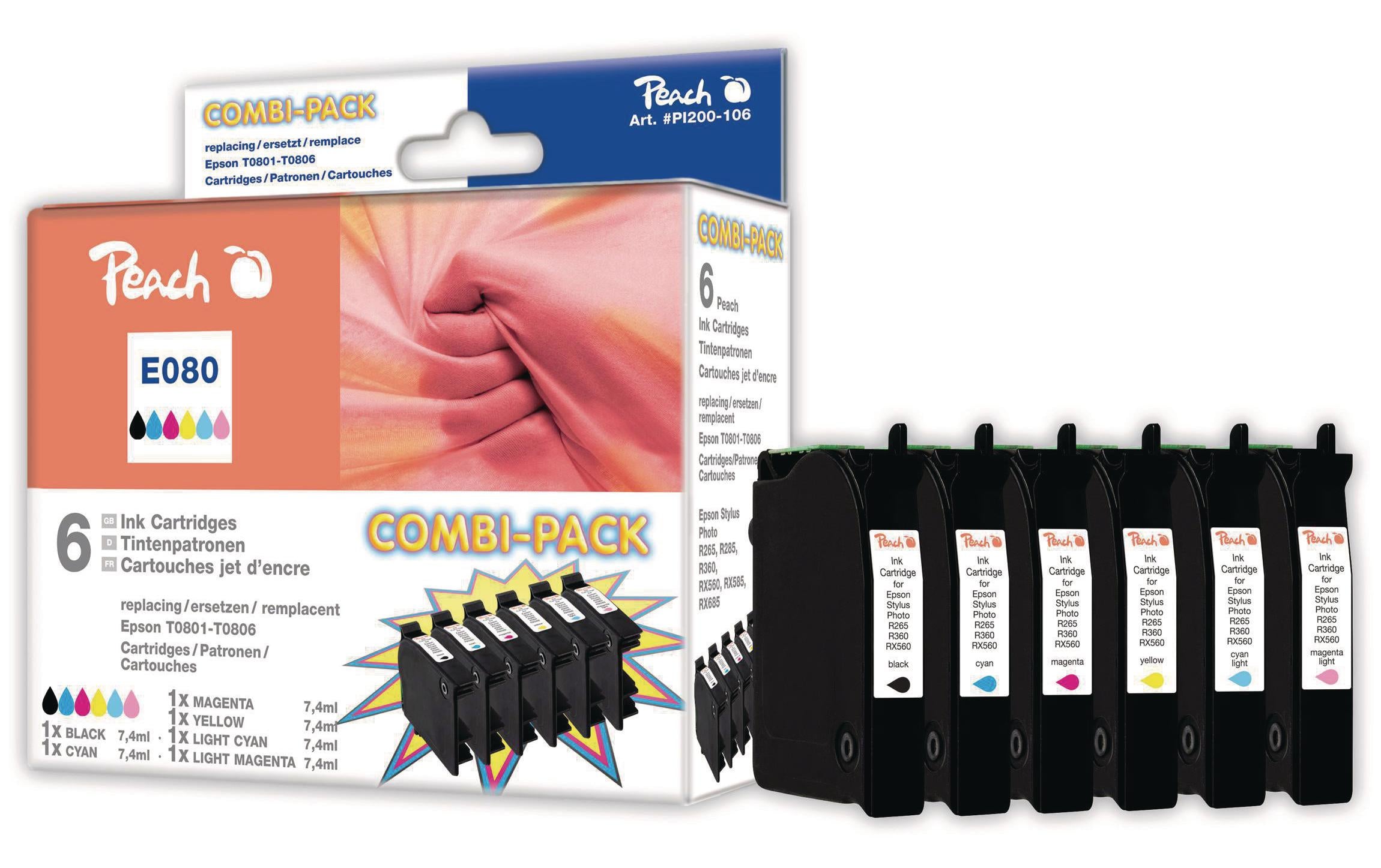 Peach Tinte Epson Combi Pack T0807 je 1xblack/1xcyan/magenta/yellow/cl/ml