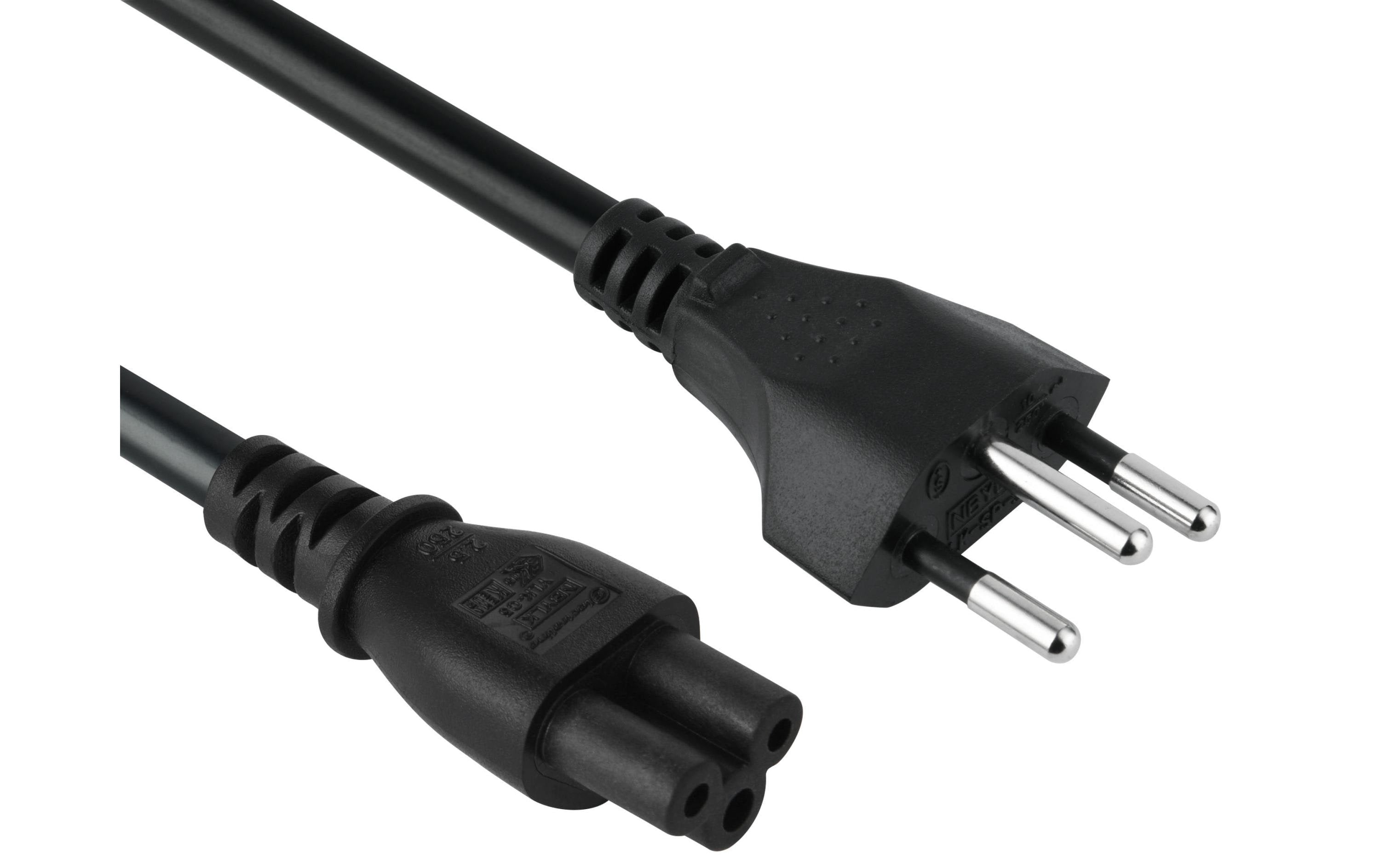 Netzkabel 250V / 2.5A, 1.5m, 3 polig Stecker Typ12, C5, schwarz