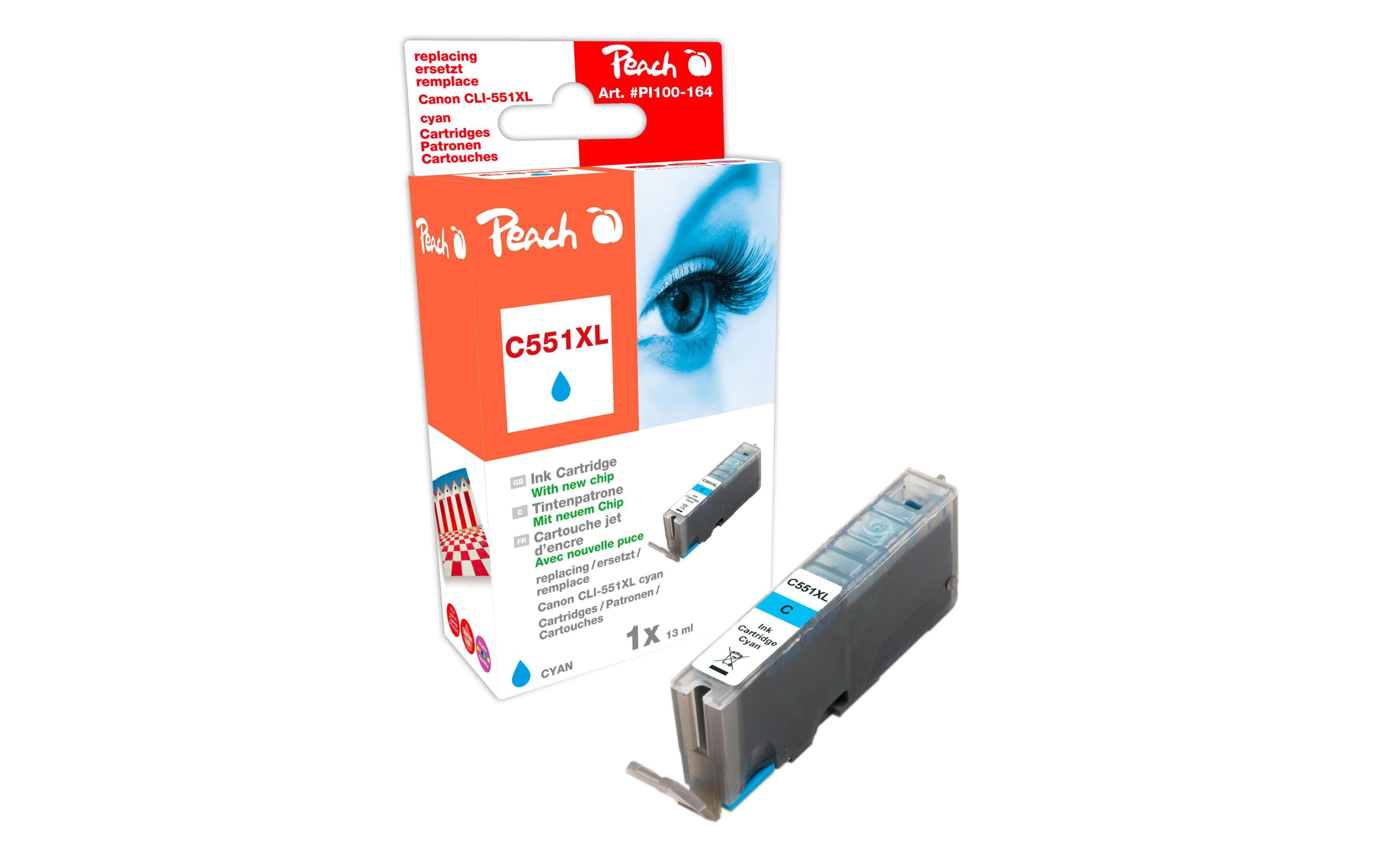 Peach Tinte Canon CLI-551c cyan zu IP7250, MG5450, MG6350,  13ml