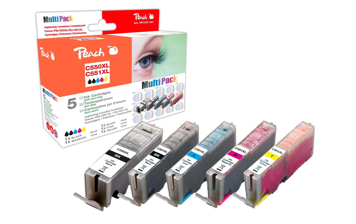 Peach Tinte Canon PGI-550/CLI-551 CombiPck+ 2x black 1x photo black/cyan/magenta/yellow
