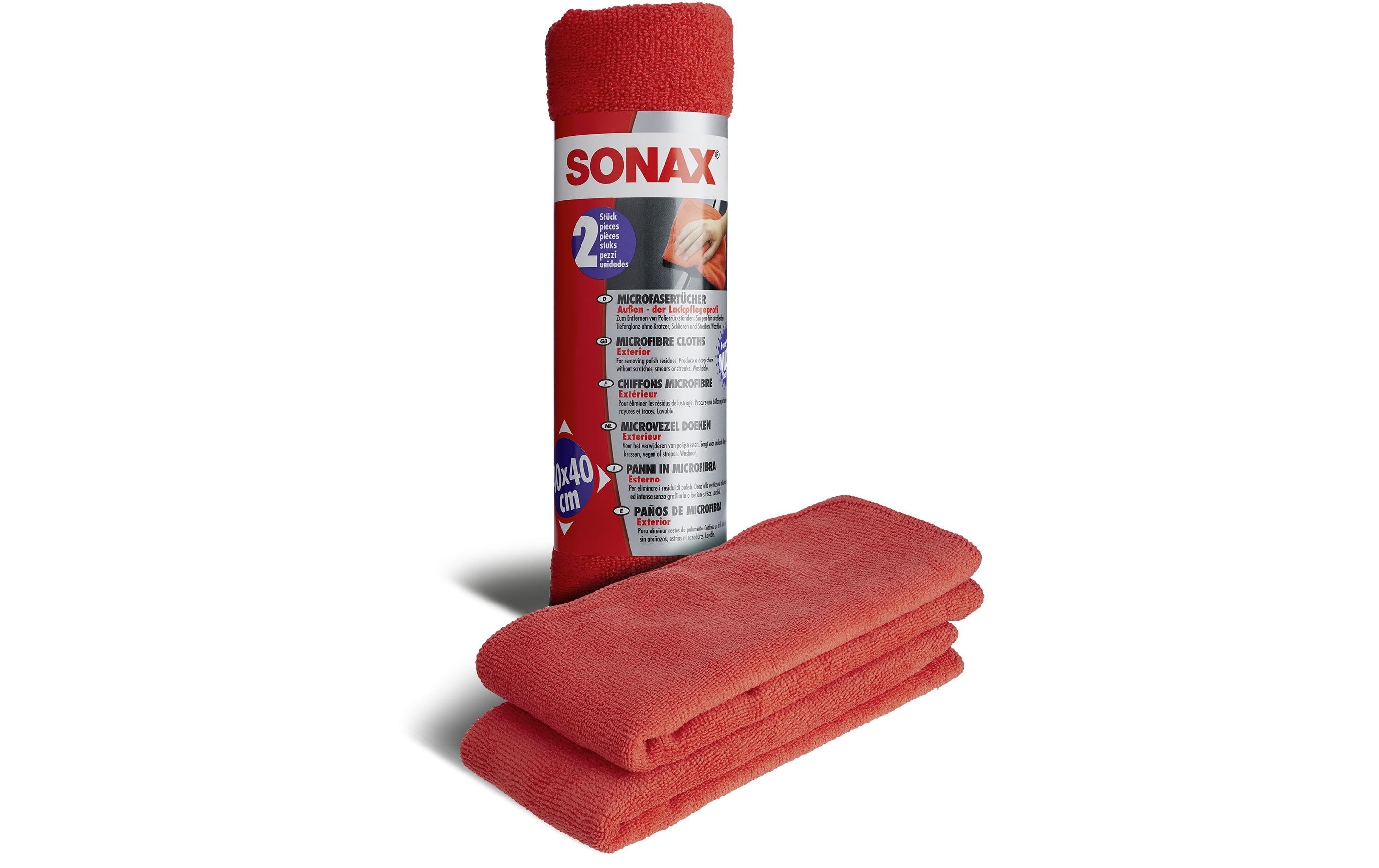 Sonax MicrofaserTücher Aussen rot 40 x 40 cm, 2 Stk.