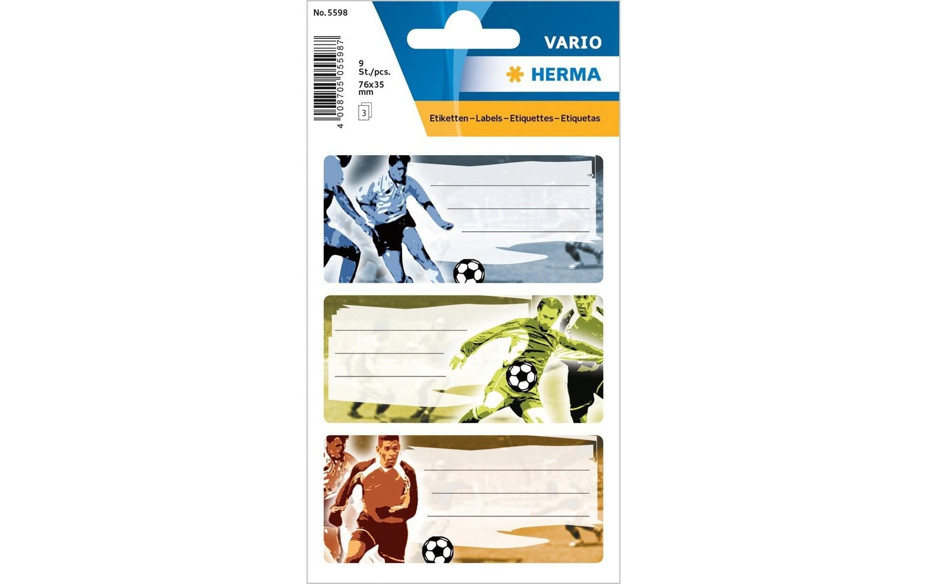 Herma Schuletiketten Fussball 9 Etiketten, 3 Blatt