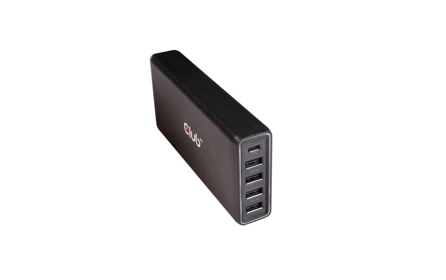 Club 3D, Ladestation USB Typ C PD 111W 111W, 4x USB Typ A, 1x USB Typ C