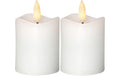 Star Trading LED Pillar Kerze 2er Pack Indoor, Weiss, 7.5cm Höhe, Timerfunktion