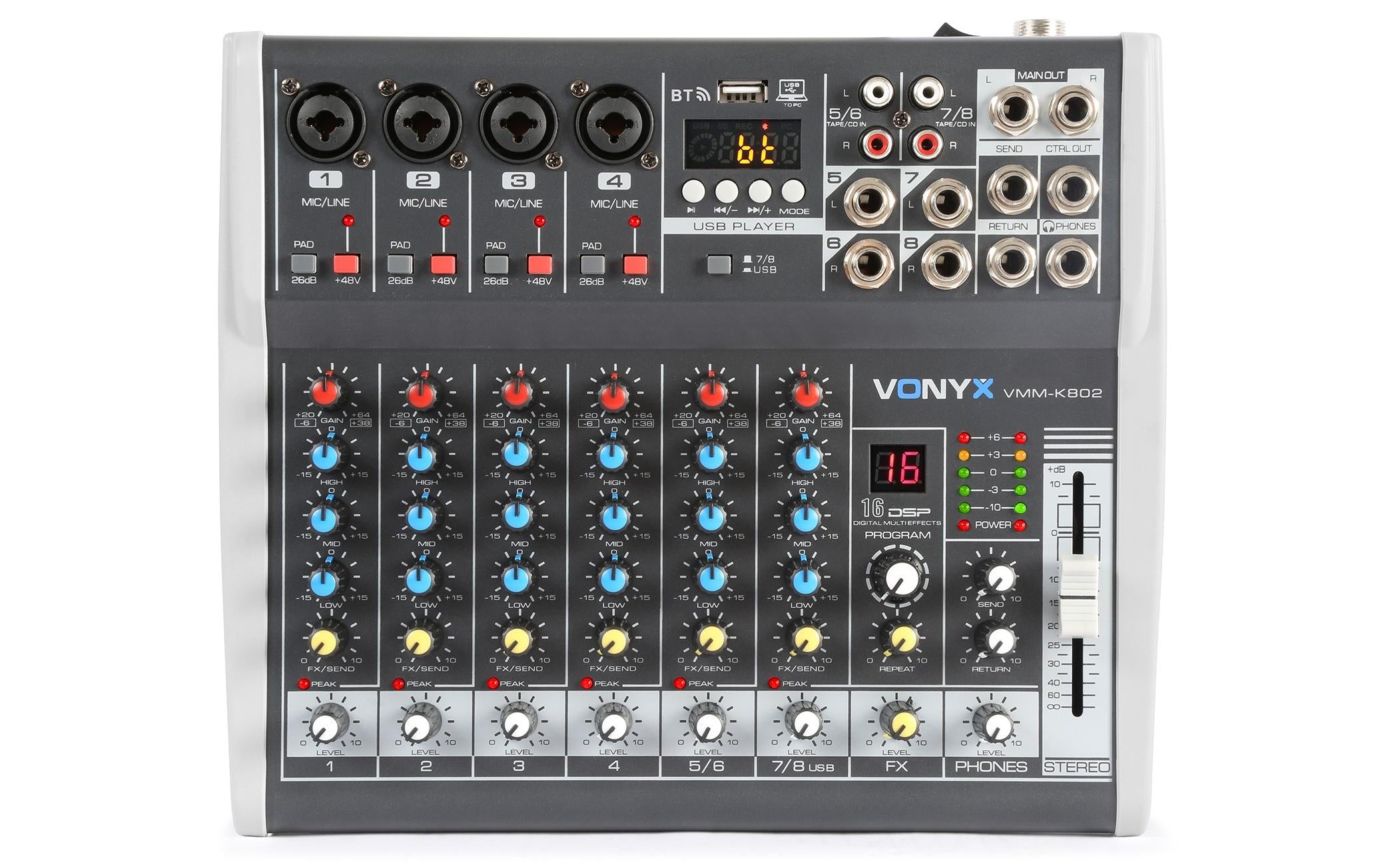 Vonyx VMM-K802 8-Kanal Mixer, MP3, Echo, USB, REC