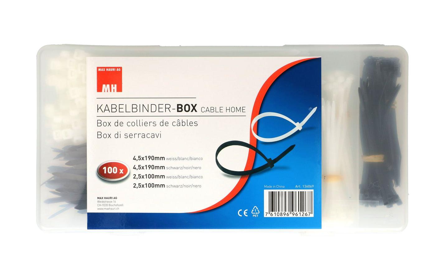 Max Haur iKabelbinderbox Set  400 Stück 2.5x100mm bis 4.5x190mm