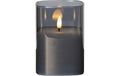 Star Trading LED Pillar Kerze Flamme Indoor, Schwarz, 12.5cm Höhe, Timer