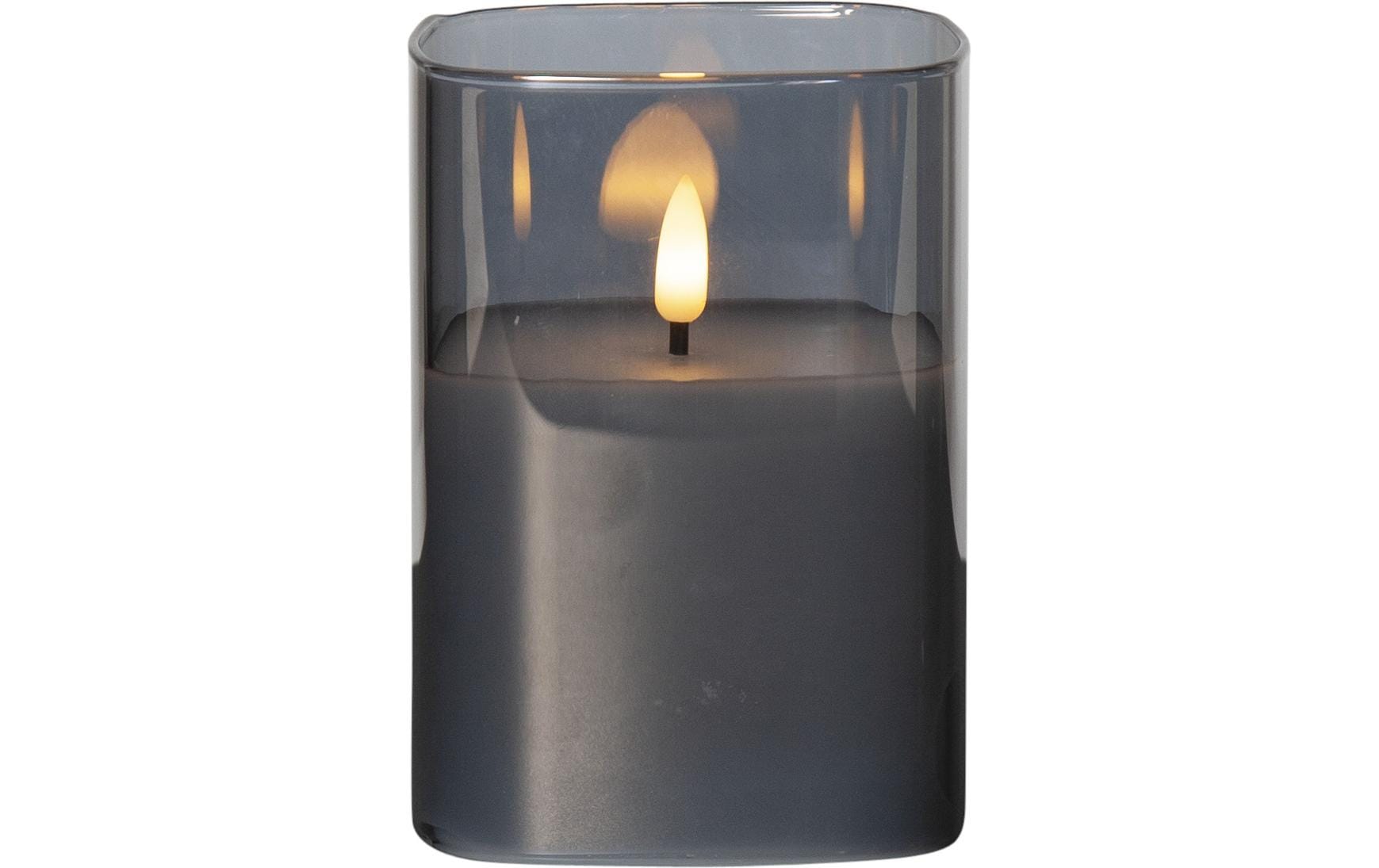 Star Trading LED Pillar Kerze Flamme Indoor, Schwarz, 12.5cm Höhe, Timer