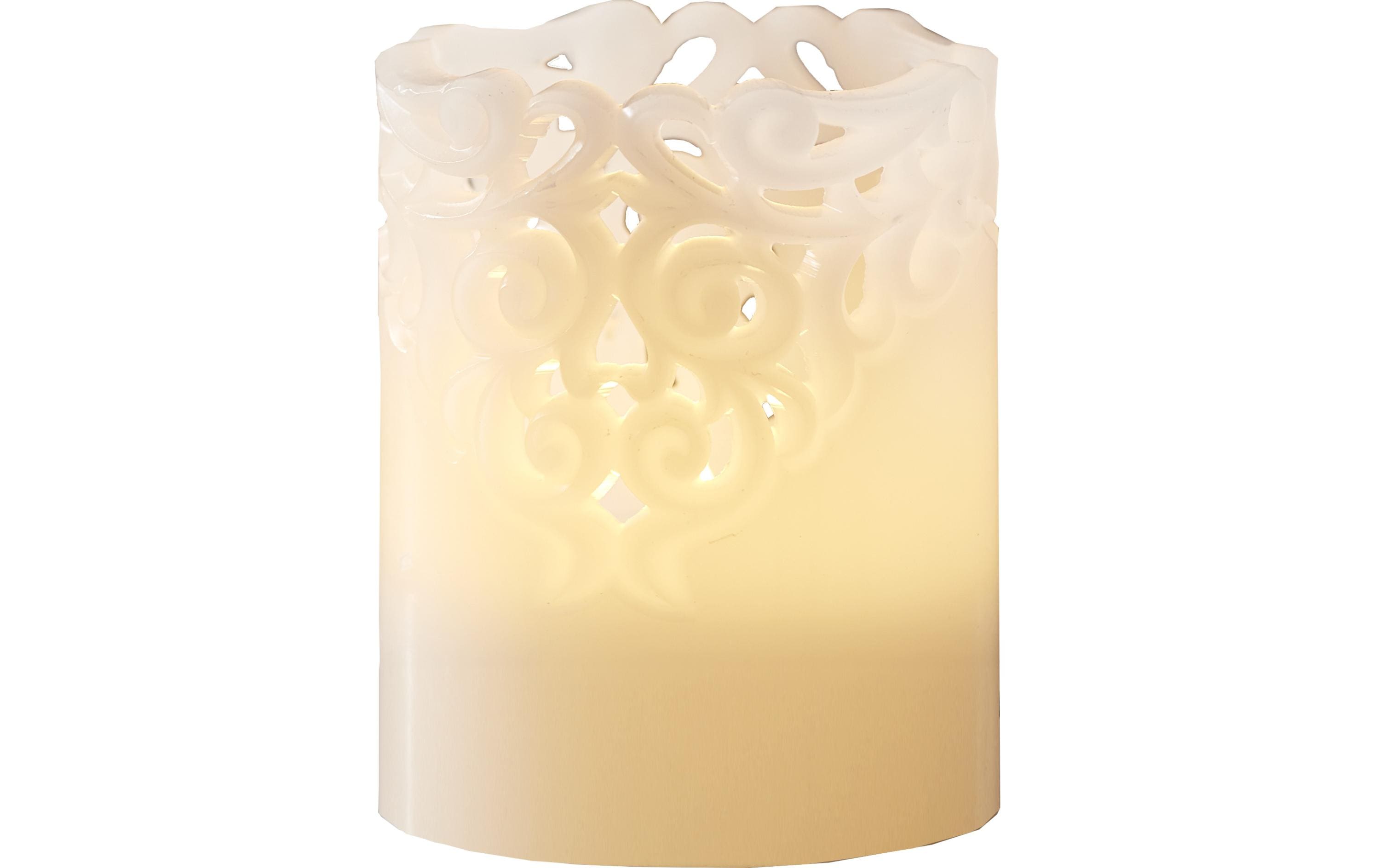 Star Trading LED Pillar Kerze Clary Indoor, Weiss, 10cm Höhe, Timerfunktion