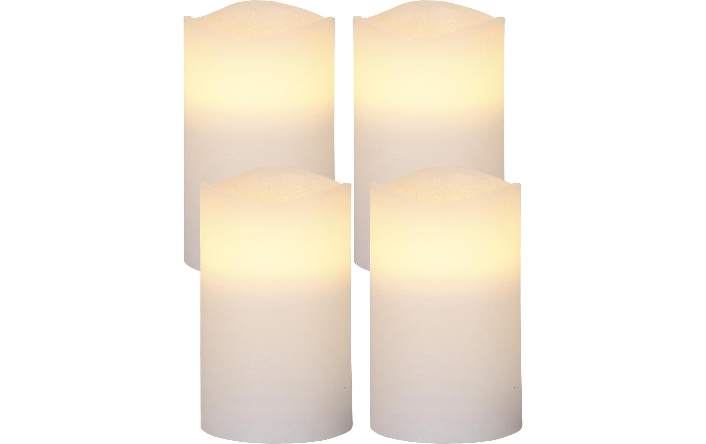 Star Trading LED Pillar Kerze 4er Pack May Indoor, Weiss, 12.5cm Höhe, Timerfunktion