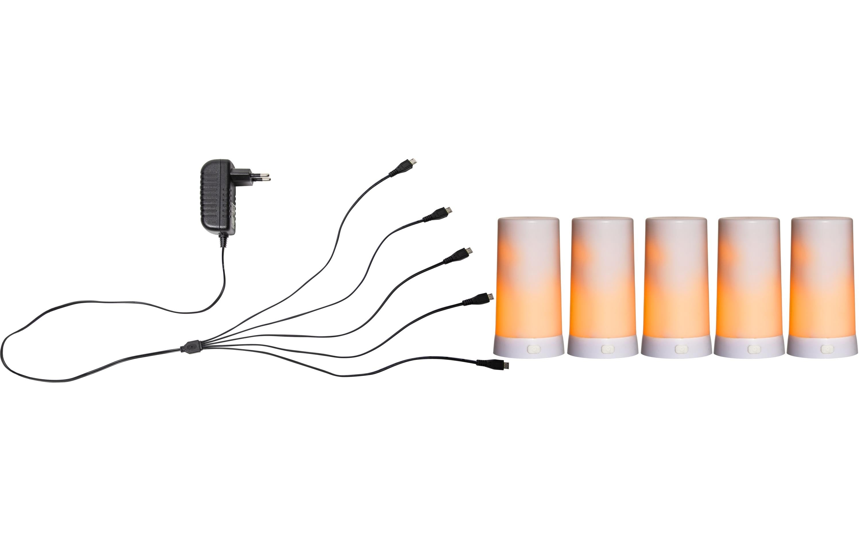 Star Trading LED Candle Diner Starterset Outdoor, Weiss, 13cm Höhe, inkl. USB Micro