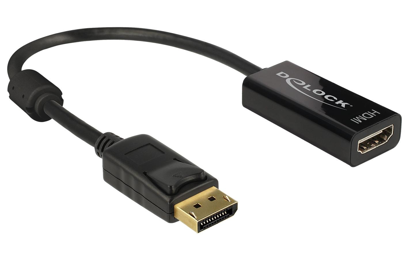 Monitoradapter DP zu HDMI, passiv,4K DP Stecker zu HDMI Buchse , 20cm, schwarz